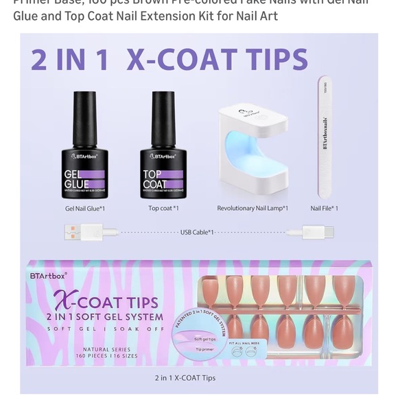 Accessories - BTArtbox X-Coat Tips Gel Nail Kit